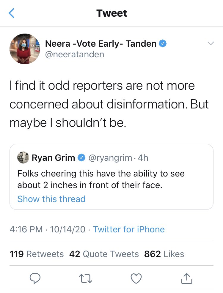 Honorable mention goes to  @neeratanden, whose impulse to censor her political opponents I find zero percent surprising.