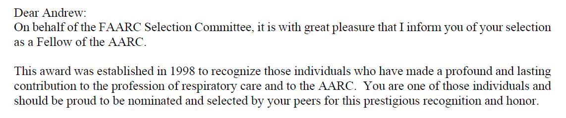 AGMRRT's tweet photo. Got a pretty cool email today, I've been recognized as a Fellow of the @aarc_tweets! What a great honor, I've been lucky to work with many great people @DukeHealth, @dukeemergency, and @DukePCCM. https://t.co/TrhQQT0WFc