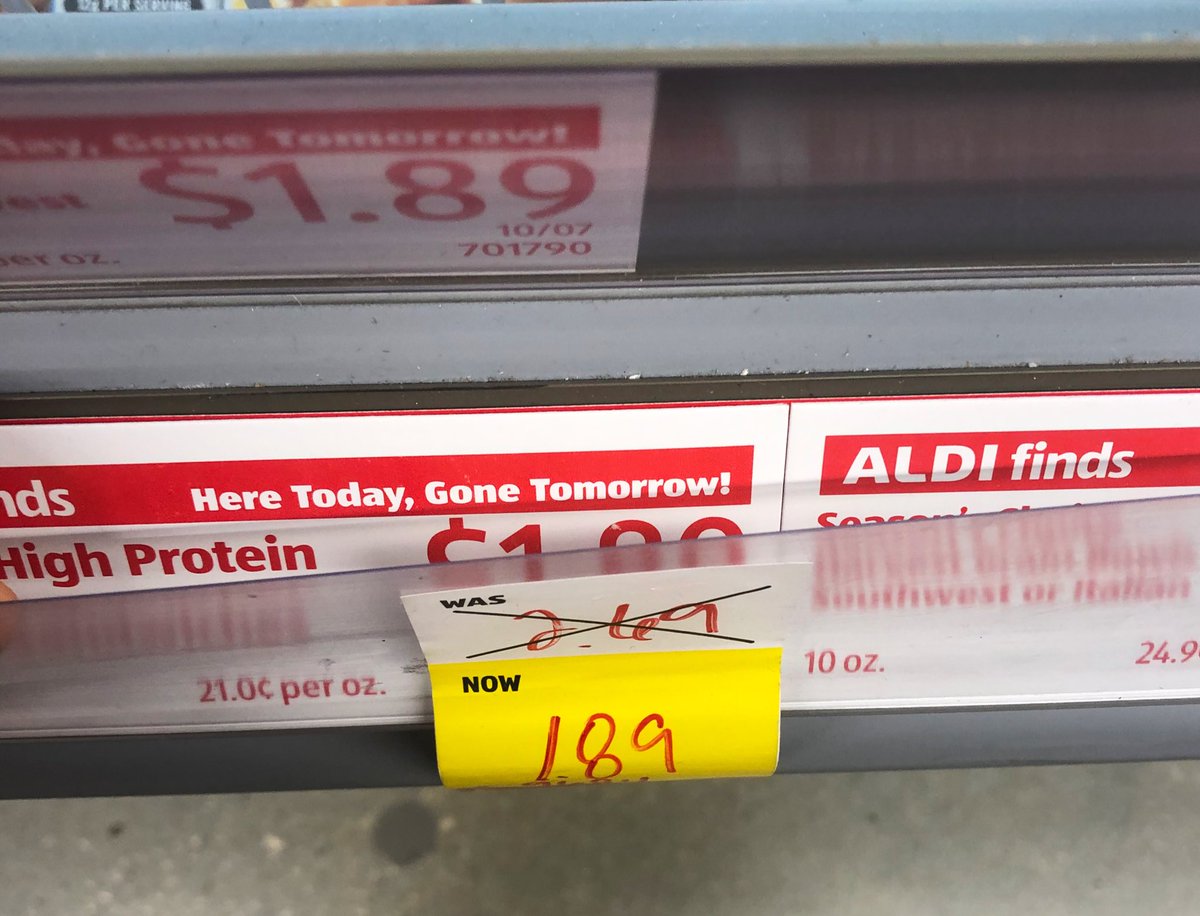 c_desal's tweet photo. @AldiUSA very sad to see that y’all took a page right out of the other grocers book. 😢unfortunately not a one-off either, one third of the “discounts” ain’t any. https://t.co/fzgQwUSOly