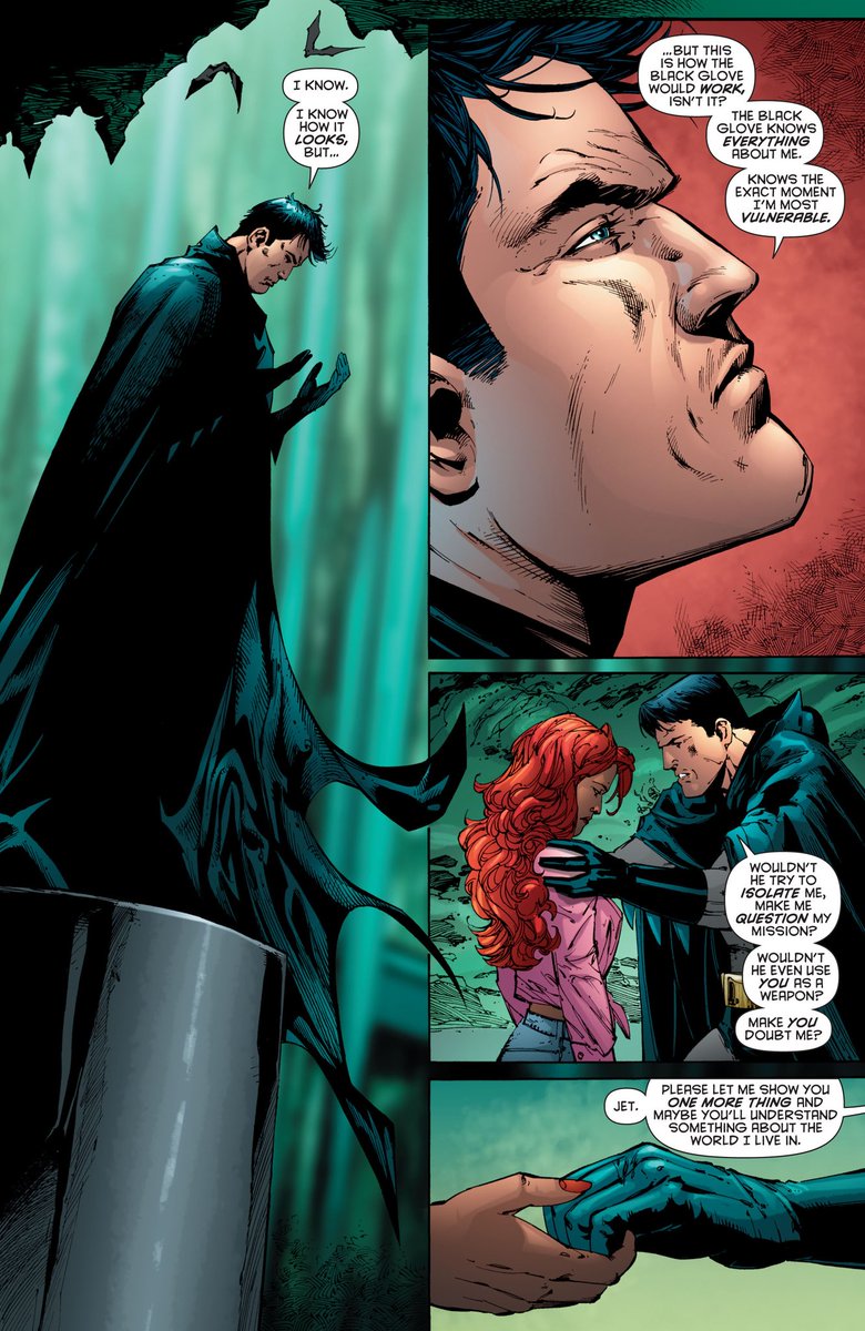 This whole sequence was a long time coming. Bruce finally having to confront what Batman is, all if his insecurities being voiced by someone he loves, him having to see the ways his symbol fails.