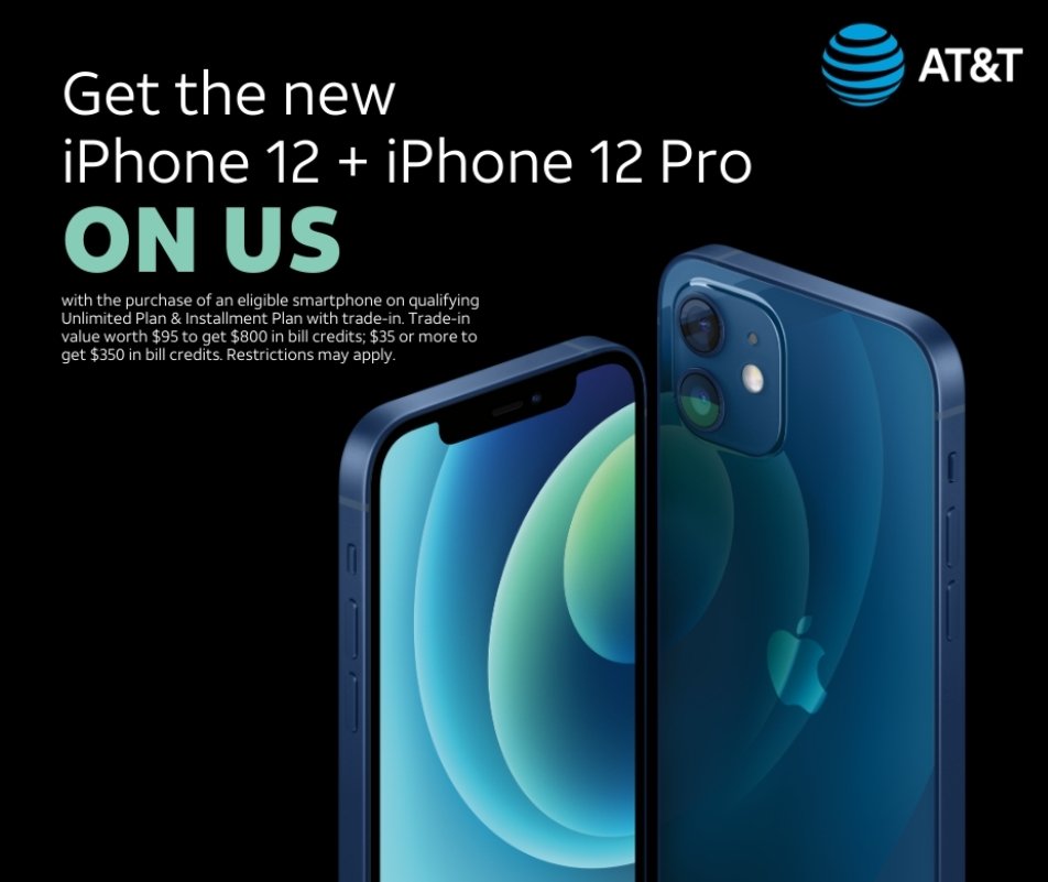 Get the NEW iPhone 12 ON US for a limited time only! Schedule your private appointment now to be one of the first people to score the hottest #Apple devices! BOOK NOW: bit.ly/ATTVIP   #ATTVIP #ATT #Apple #Offers #Sales #iPhone12 #iPhone12Pro