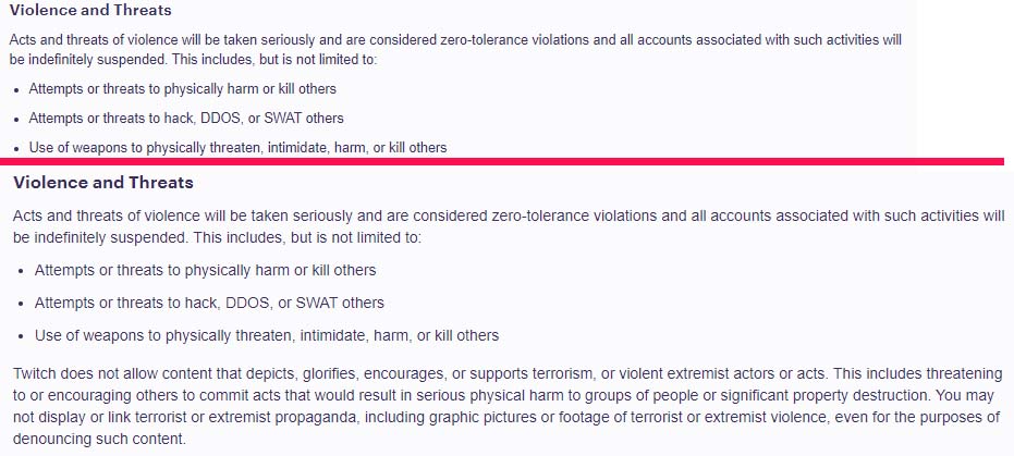 Violence and threats have always been a very real concern across all gaming communities but on October 5th <a href="/Twitch/">Twitch</a> took a stand for those most impacted by updating their terms of service to include no violence or threats against property. Thank you for your bravery. #PrimeDay2020