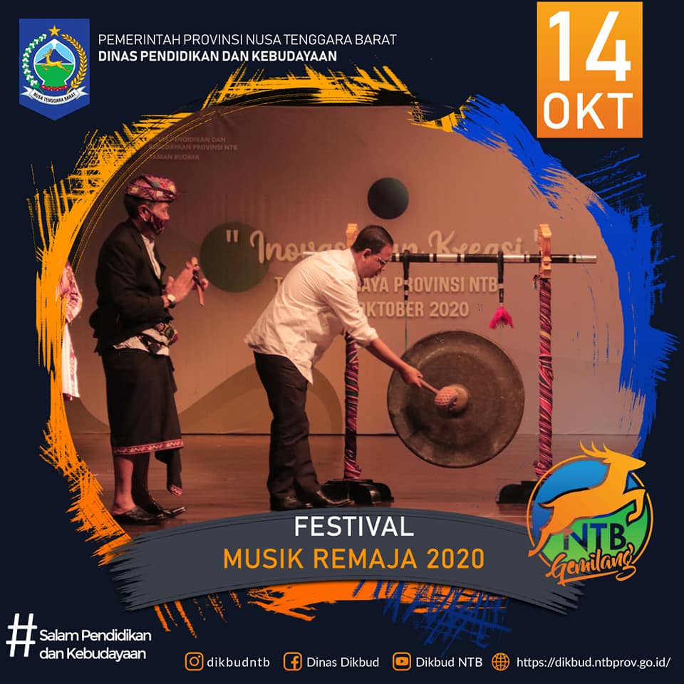 DikbudNTB's tweet photo. Kepala Dinas Dikbud NTB, Dr. H. Aidy Furqan, S.Pd., M.Pd. beserta Kepala Bidang Pembinaan SMK dan PKPLK membuka acara Festival Musik Tradisi Remaja 2020 yang bertempat di Taman Budaya Provinsi NTB.
https://t.co/WDjtIDypBZ

#ntbgemilang
#dikbudntb

@bangzul_ntb 
@Kemendikbud_RI https://t.co/wLcHgllkh0
