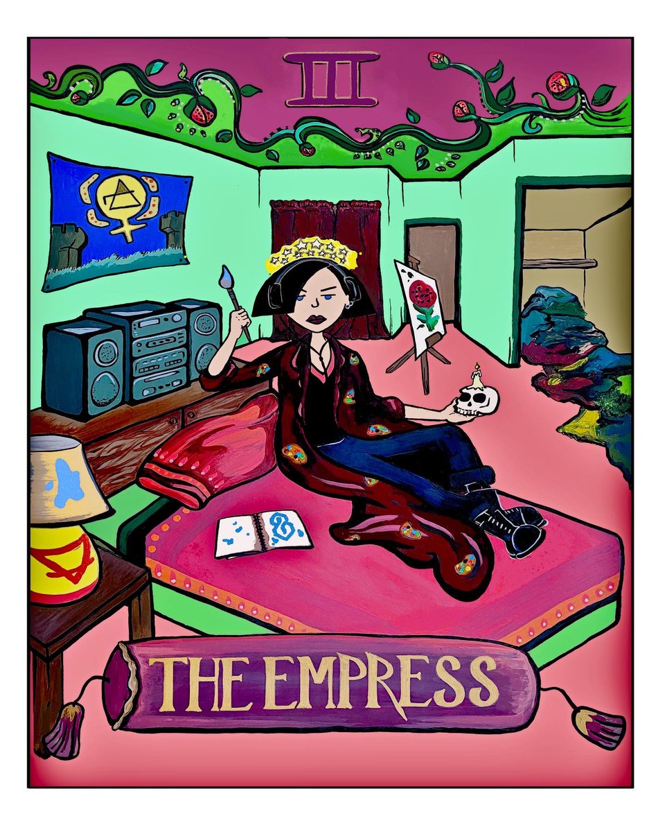 ctrl_alt_dnl's tweet photo. The second in this #Tarot of Lawndale series: Jane Lane as The #Empress! She’s a cynical #artist before anything else, but also an athlete, humanitarian, and content to watch life unfold. She’ll still throw all shade where needed though #daria #janelane https://t.co/LovjLagaX8 https://t.co/bSBpQtB0ec