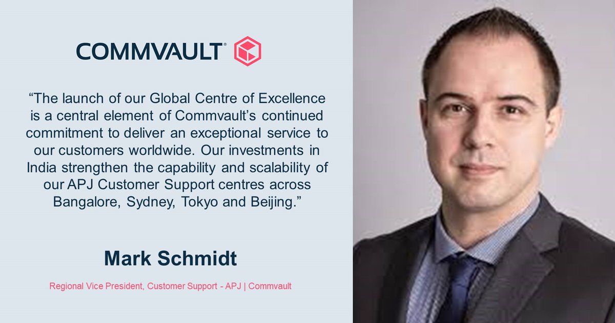 mschmidt_1111's tweet photo. Read in @ET_CIO how @Commvault new global COE extends our market leading commitment, to continuing to deliver world-class support to our global customer community.  https://t.co/LosGNiIUol https://t.co/CiXLNdFJns