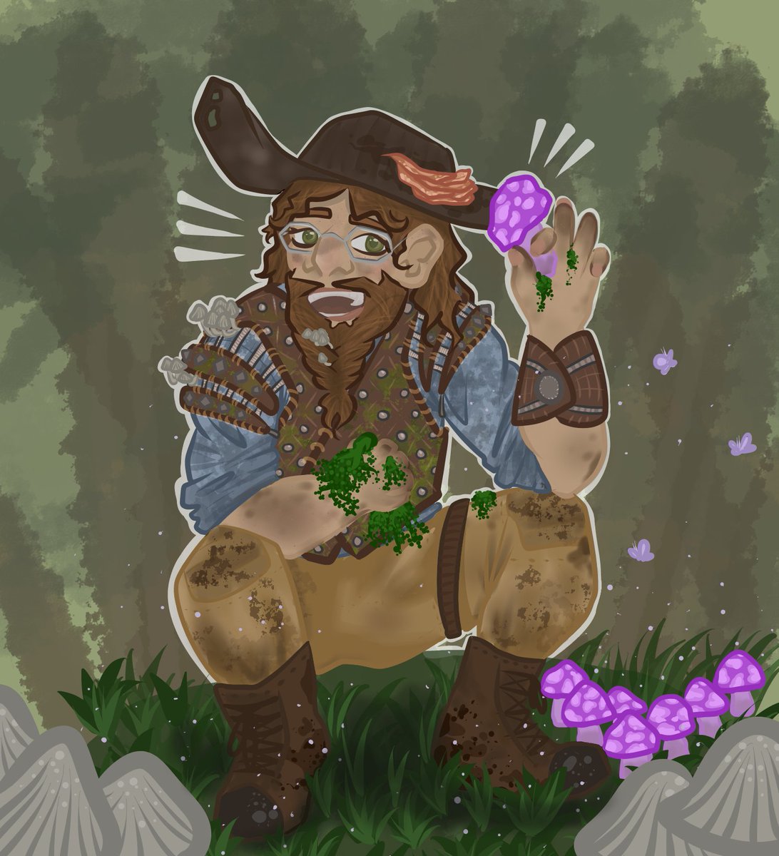 onnoleeworlds's tweet photo. My amazing girlfriend @CarnotLesbian's amazing spores druid hill dwarf, dikarja ergost, a mycologist from the trijebovo woodlandspact and a walking, talking, charming (at least to me) ecosystem! #dndart https://t.co/kLnjjaNzja