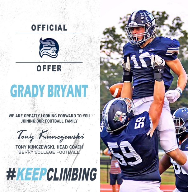 Grady Bryant (@gradybryant2) on Twitter photo Grateful to receive an offer from Berry College!! <a href="/RamsFBrecruits/">@RamsFBrecruiting</a> @CarterRamsFB @Coach_FredM Grateful to receive an offer from Berry College!! <a href="/RamsFBrecruits/">@RamsFBrecruiting</a> @CarterRamsFB @Coach_FredM