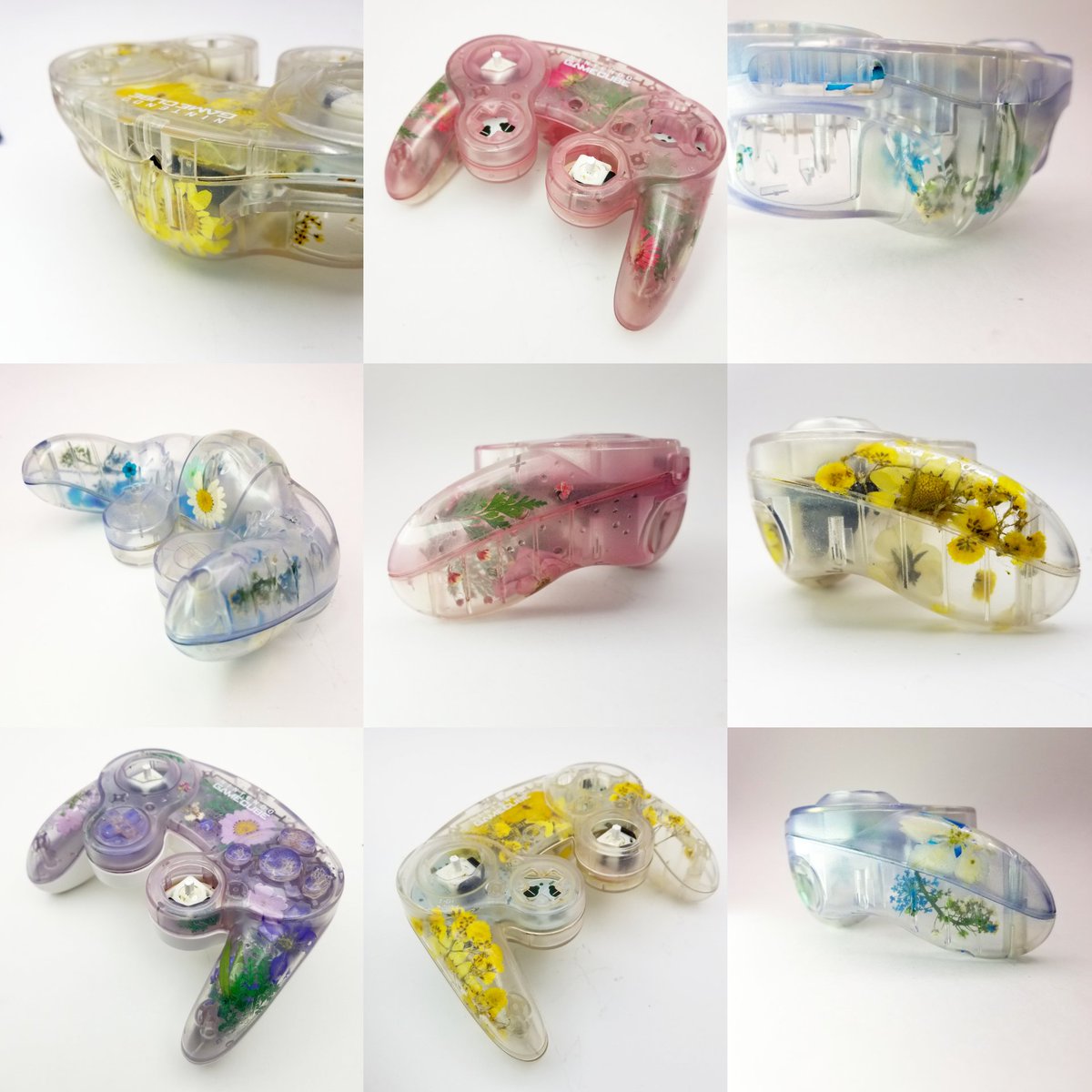 Kubbymo's tweet photo. 🚨 GIVEAWAY 🚨
I will be giving away one floral clear controller similar to those featured below. 

HOW TO ENTER:
♥️Like
🔄Retweet
✅follow
💛Tag one friend!

🌼DETAILS🌼
YOU CHOOSE the color
Top 3rd party, bottom OEM + matching buttons by me!!!

Ends NOV 4TH!!!!

GL;HF! https://t.co/E8pYNxJy4c