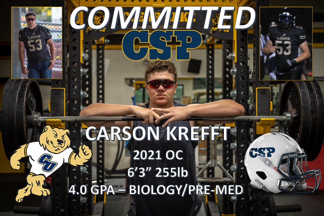 I’m excited to announce my commitment to Concordia University, St. Paul, to further my education and athletic career. Thank you to my teammates, coaches, and, most importantly, my family for helping me get to where I am today! 🐻

@CoachCurrierCSP 
<a href="/JaredDeVries95/">Jared DeVries</a>
<a href="/CSPBearsFB/">Concordia St Paul Football</a>
