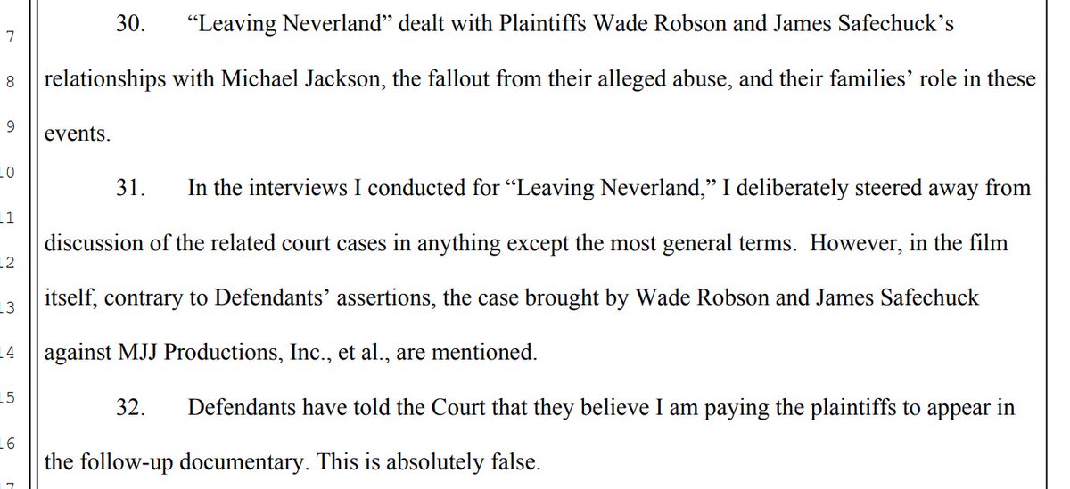 Dan says that he "deliberately steered away from discussion of the related court cases in anything except the most general terms" in LN.Which is amusing given the entire premise of the film was so Wade and James would have another platform to tell their "truths".