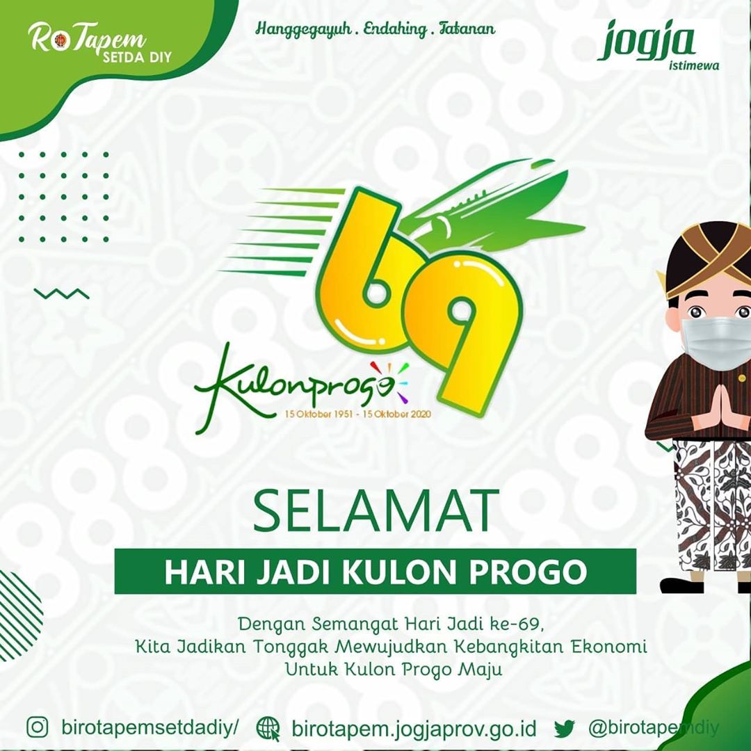 birotapemdiy's tweet image. Selamat Hari Jadi Kabupaten Kulon Progo ke-69.
.
&quot;Masyarakat bersatu untuk melawan Covid19, dan bersatu untuk mewujudkan kebangkitan ekonomi menuju Kulon Progo yang lebih maju&quot; 👍
#JogjaIstimewa
#HariJadiKulonProgo
#KulonProgoBinangun
#BandaraInternasionalYogyakarta