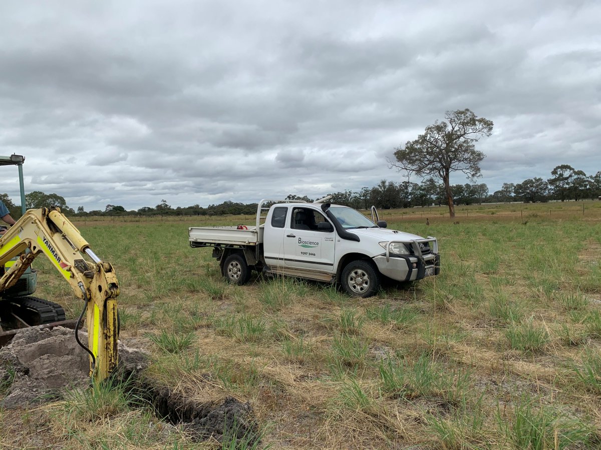 BioscienceLtd's tweet photo. It’s “Activity Thursday!” Today our team are on site in #Hopeland conducting a Site and Soil Evaluation for a 4 lot #subdivison. Can you spot the kangaroos? #AgChatOz https://t.co/ntrl2tWj8P