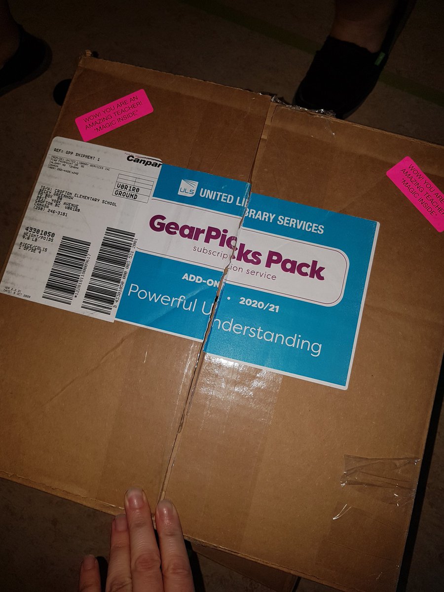 ElliotLibrary's tweet image. We were VERY excited to get our boxes today (one more tomorrow)! We had to hide them from the rest of the staff until we had a chance to unbox!  Thank you for all of the beautiful books and resources @AdrienneGear  from the Crofton Elementary staff and students. @becky_greenhow