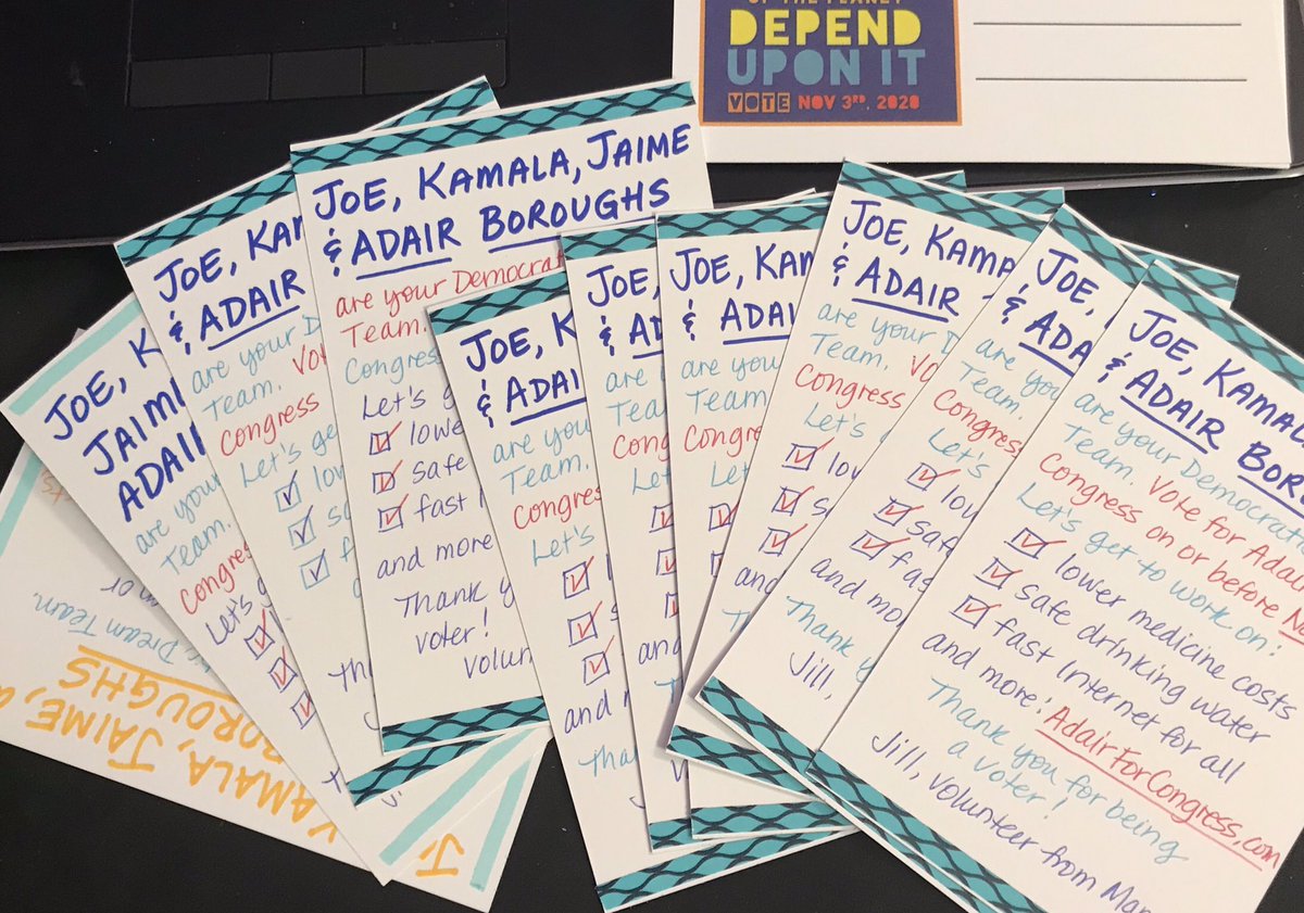 Here’s 10 #postcardstovoters headed to SC Democrats for Adair Boroughs @Adair4Congress! Write with us!!!  Text JOIN to (484)275-2239!