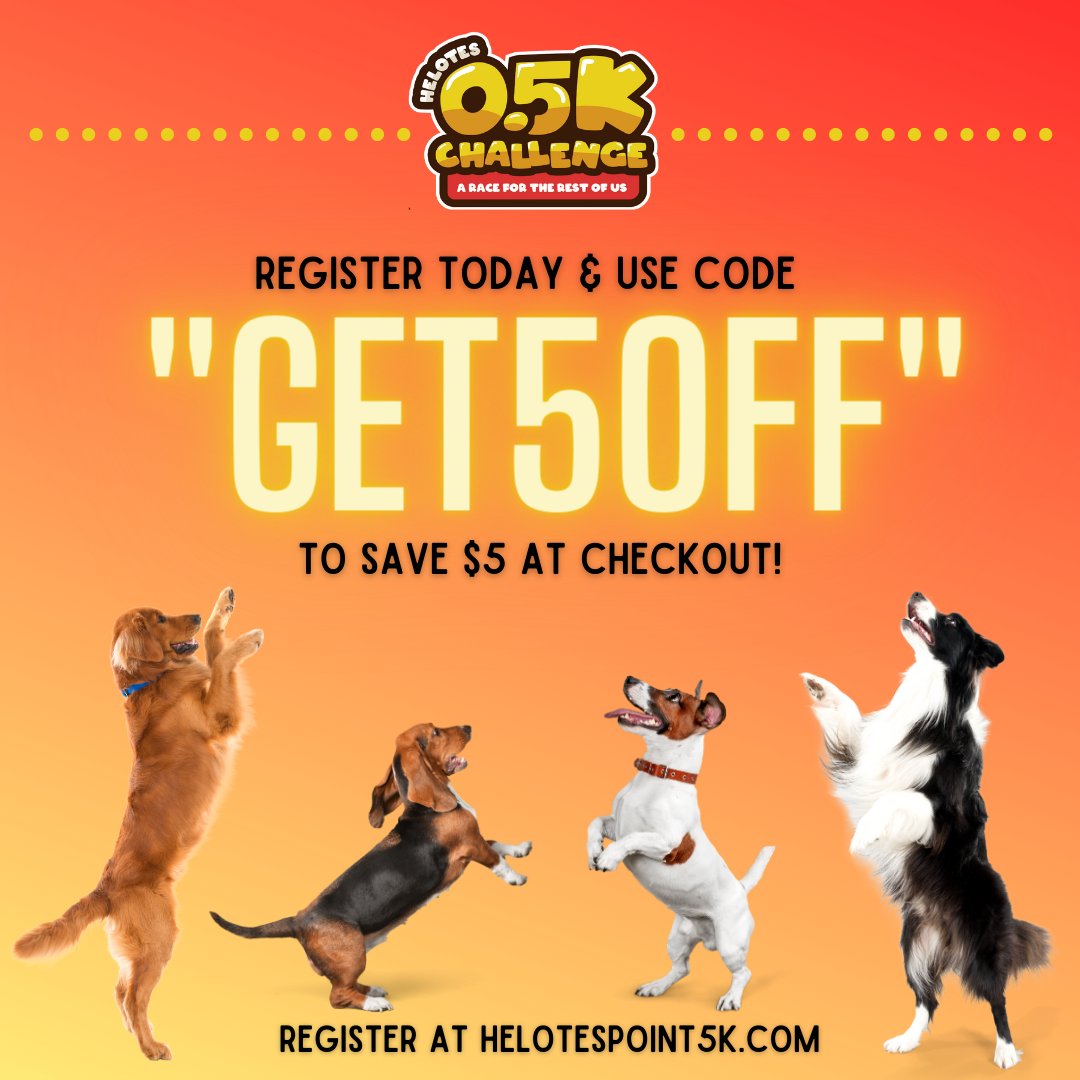 HelotesChamber's tweet photo. Still haven't signed up for The Helotes 0.5K? There is no better time than now! Use code "GET5OFF" to save $5 at checkout! Sign up now at https://t.co/XYPvqydNng https://t.co/M4iRebOMxi