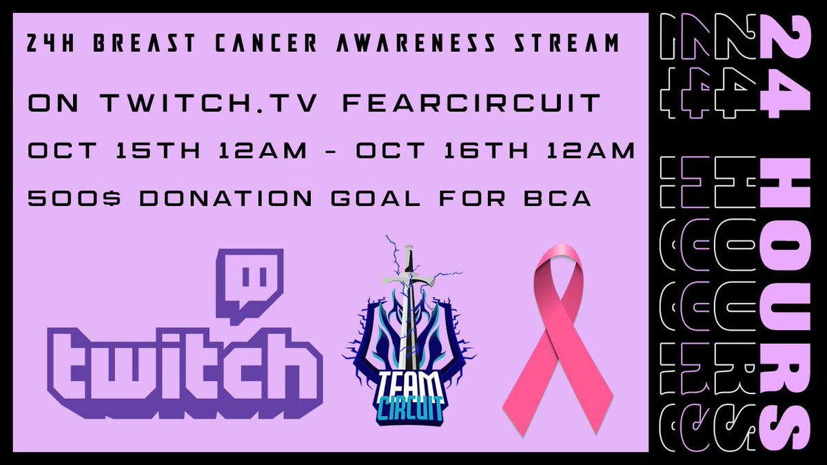 TeamCircuitGGs's tweet photo. Starting soon! Let’s knockout the $500 goal for BCA 🎀 !!!
12am-12am

Watch: https://t.co/JZHEH5RGkB
Early donations: https://t.co/9DoilrHmST

⚔️⚔️⚔️ https://t.co/wlEbLozsiu