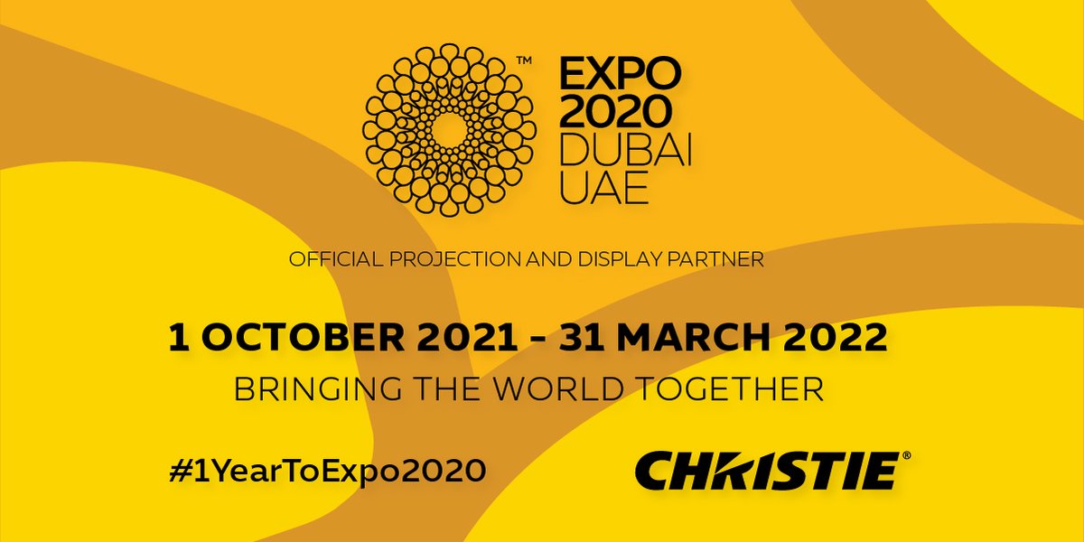 Great things can happen when we bring the world together!
@Expo2020Dubai 1 October 2021 – 31 March 2022
As a proud official partner of #Expo2020 #Dubai, we’re delighted to celebrate this one year to go milestone.
Learn more > https://t.co/SS1MUfqOO0 #1YeartoExpo2020 #UAE https://t.co/3QteQq0tgP