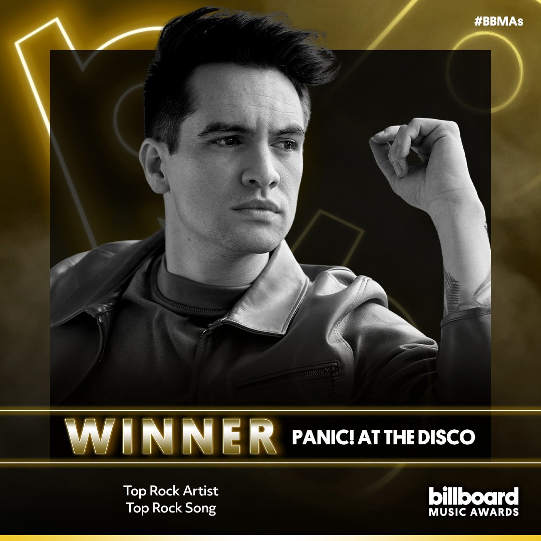 BBMAs's tweet photo. #BBMAs Top Rock Artist and Top Rock Song go to...

@PanicAtTheDisco 🤘 https://t.co/zjwXU66sOt