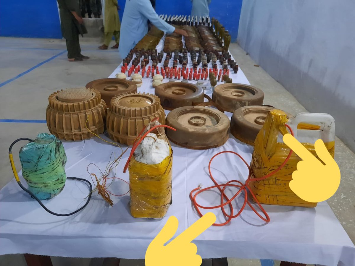 Notice the similarity of IED materials: explosives, spools of safety fuse, detonating cords, detonators, transmitters, remote switches being recovered from:BLA transport mules incl women used to smuggle them into Pakistan&from BLA remote hideouts for use of sleeper cells./22