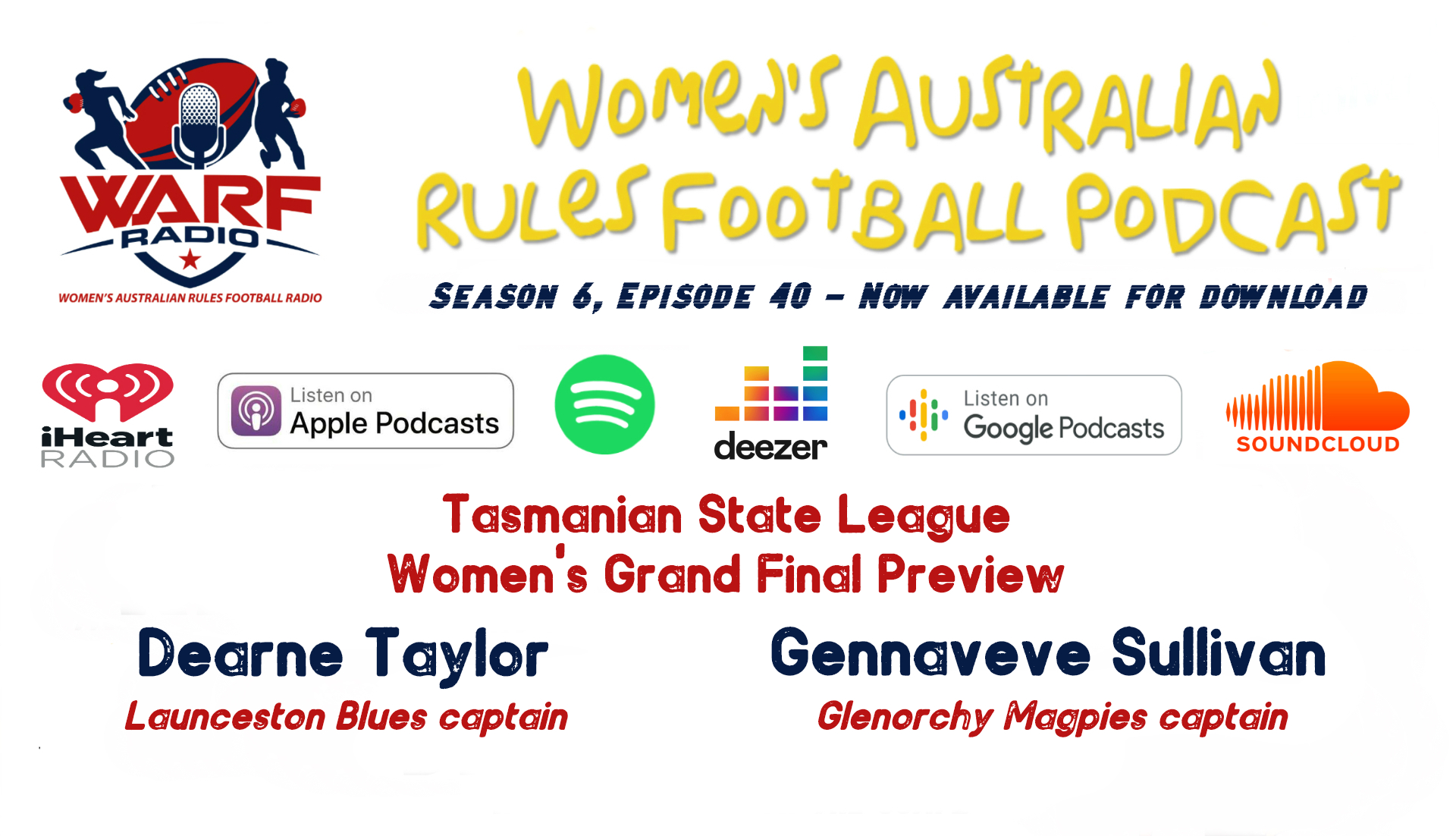 Women's Australian Rules Football Radio on Twitter: "It's the last Women's state  league Grand Final in Australia for 2020, and we preview clash between  Launceston and Glenorchy on this week's episode of