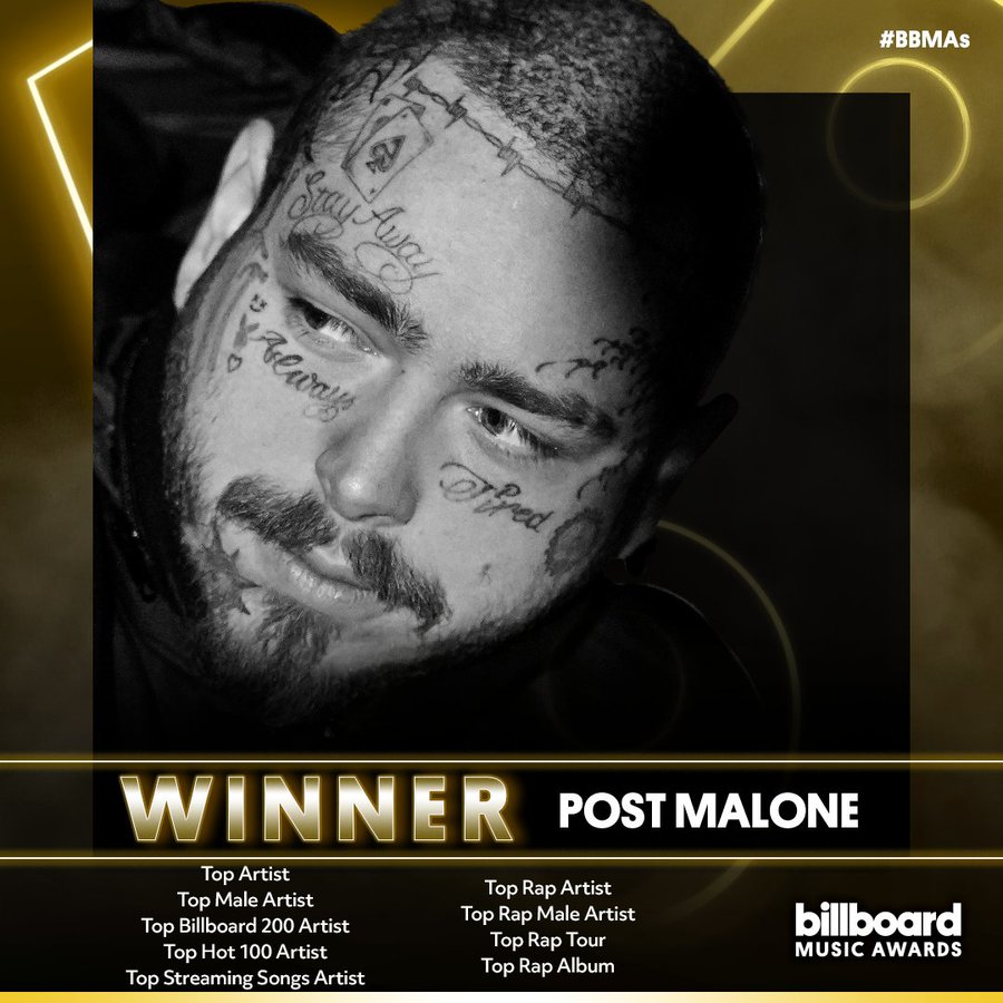 Post Malone membawa pulang 9 piala di Billboard Music Awards 2020.