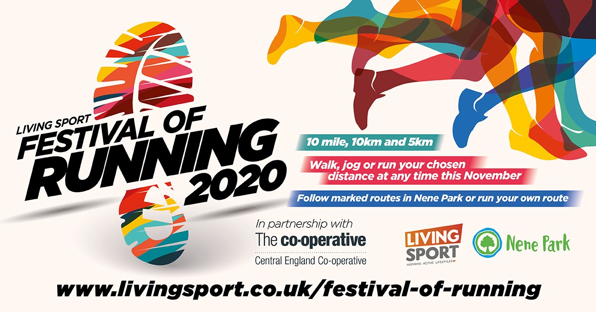 🏃‍♀️ Attention runners… Introducing the Living Sport Festival of Running 2020!

▶️1st-30th November 2020
▶️Entries OPEN!

10mile, 10km &amp; 5km distances, follow marked routes at Nene Park or choose your own route 

More info ow.ly/wGjG50BT4F7 
Follow <a href="/Living_Sport/">Living Sport</a> for updates