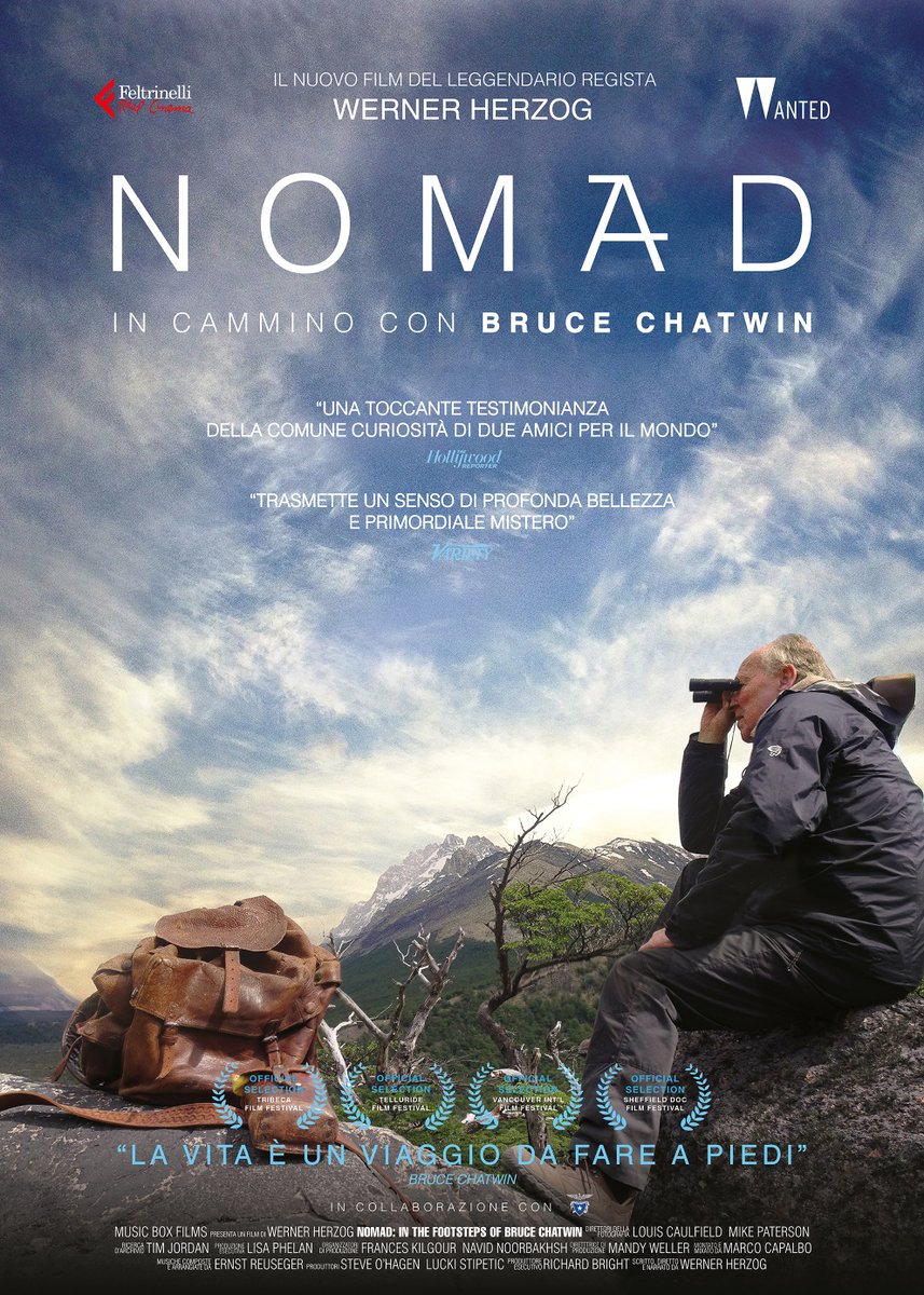 🎥 Il 19, 20, 21 ottobre in sala il film 'Nomad. In cammino con Bruce Chatwin' di Werner Herzog.
📌 Ingresso ridotto per i soci CAI presentando la tessera!
🔹Monfalcone e Gorizia @kinemax.
🔹Pordenone @cinemazero.
🔹Trieste al Nazionale.
🔹Udine @cecudine.

@CAI150 @WantedCinema