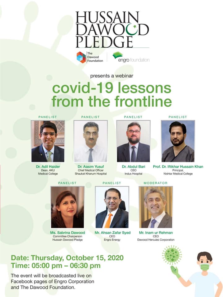 AdilHaiderMD's tweet photo. Looking forward to a great webinar today with colleagues from @SKMCH, @DawoodTdf, @indus_hospital, @EngroCorp, @DH_Corp on lessons learned during the #coronavirus pandemic. Tune in to our Facebook page to catch the session LIVE at 5 pm! https://t.co/lZBmwI7jpM https://t.co/7QuFjNBKA3