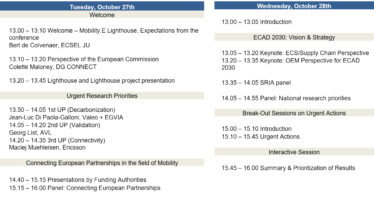 MobilityE_LI's tweet photo. Exciting agenda for this year's virtual ECA2030 "Networking and Collaboration Event" on October 27th/28th. https://t.co/g2O2b7L6TO