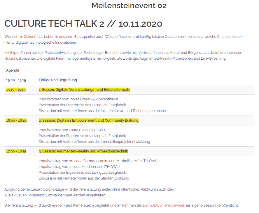 nextPlaceLab's tweet photo. Wir vom LivingLab Essigfabrik führen unseren #CULTURETECHTALK am 10.11. weiter und werden spannende Projekte innerhalb von Tech, Entertainment und Empowerment diskutieren. #nextplacelab #essigfabrik #tech #cologne #culturalindustries #ai #ar

Mehr Infos: https://t.co/vgj0cTUZ0b https://t.co/DcVcG7CQ9X