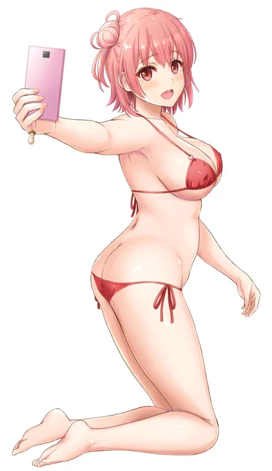 ガハマさん水着
「ほら、せっかく一緒に来たんだし!もっと寄って」(ナイトプールで写真を撮る) 