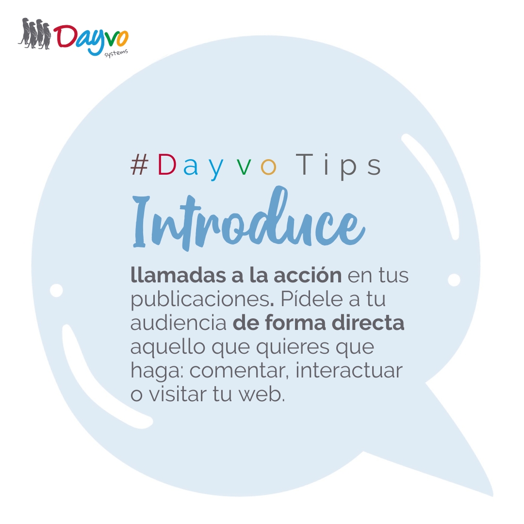 Dayvo_Sistemas's tweet photo. ¿Sabes lo que son las llamadas a la acción?📣 ¡De eso va nuestro #DayvoTipDelDía! 

Incluye una #CallToAction en un post o en #RedesSociales, para motivar a los usuarios a que realicen una determinada acción. Para conseguir lo que quieres de tu público, solo tienes que pedirlo✌️ https://t.co/wKiGjc5vzX