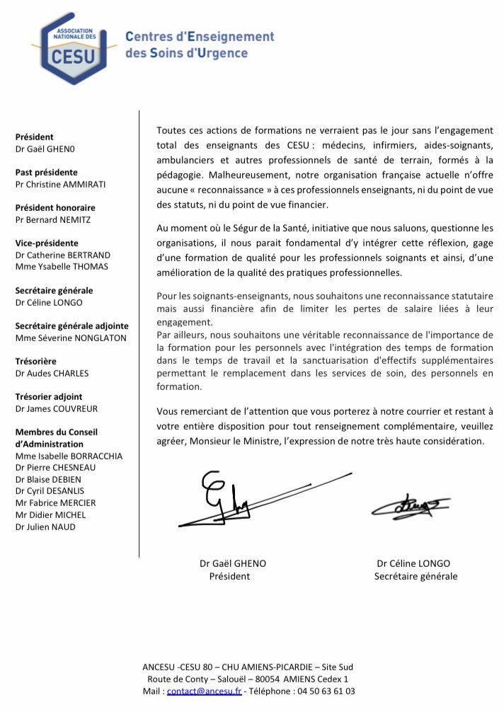 ANCESU (@ancesu_) on Twitter photo Mr <a href="/olivierveran/">Olivier Véran</a>, nous souhaitons une reconnaissance statutaire et financière pour les soignants-enseignants. Ainsi que l’intégration des temps de formation dans le temps de travail et la sanctuarisation d’effectifs supplémentaires pour remplacer les personnels en formation. Mr <a href="/olivierveran/">Olivier Véran</a>, nous souhaitons une reconnaissance statutaire et financière pour les soignants-enseignants. Ainsi que l’intégration des temps de formation dans le temps de travail et la sanctuarisation d’effectifs supplémentaires pour remplacer les personnels en formation.
