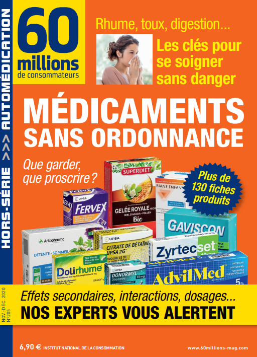 60millions's tweet image. 📣 Notre nouveau hors-série Médicaments sans ordonnance vient de sortir !

Rhume, toux, digestion… 60 médicaments et 72 compléments alimentaires passés au crible.

Disponible en kiosque et sur notre site 60m.fr/205hs

#automedication
@RevuePrescrire