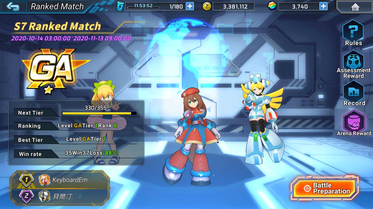 rabidduckie's tweet photo. Probably the fastest I've gotten GA (last month was also 1st day but it was like, 90 matches).
I. Hate. the new ranked map. It's so bad. So, so bad.
#megamanxdive #rockmanxdive #rxd #mmxd https://t.co/yH1vuZK7QN