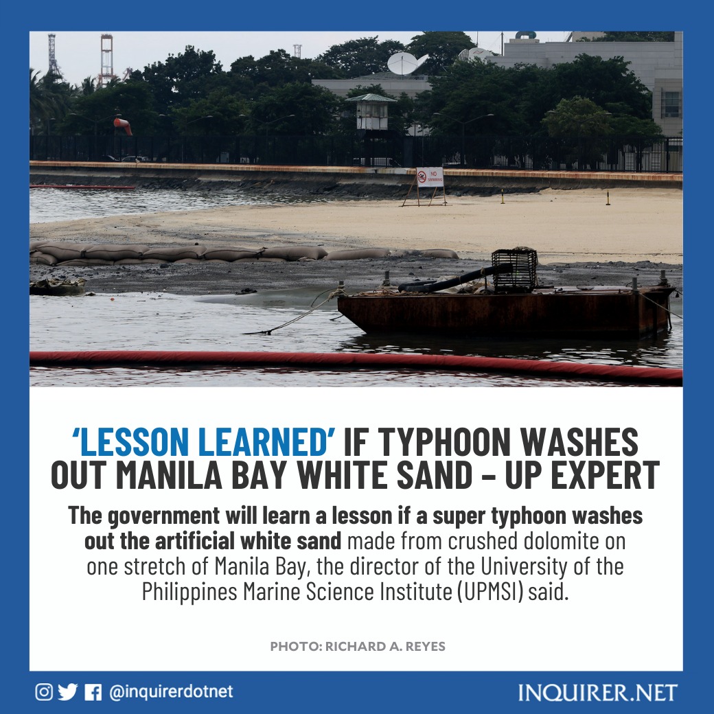 inquirerdotnet's tweet photo. “I think if that happens, then it will just be lesson learned. We move forward, we no longer try to upkeep it if it gets washed out by a super typhoon because we do know that super typhoons happen,” Dr. Laura David said. https://t.co/8gqqdDtZIt https://t.co/hsyr8rhr6Z