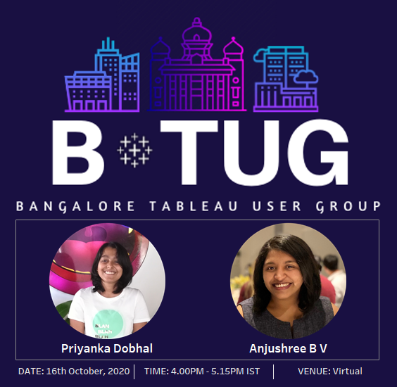 mdivya516's tweet photo. Are you interested in learning more about @tableau, Data Visualization &amp; Maps? 🎨🗺️ Join us for the next virtual Bangalore Tableau User Group to hear from our data rockstars @priyankadobhal_ &amp; @Anjushreebv! 🥳

Register here: https://t.co/mY8K6Z9fgG

@BangaloreTug #BangaloreTUG https://t.co/rdXYZFtPyJ