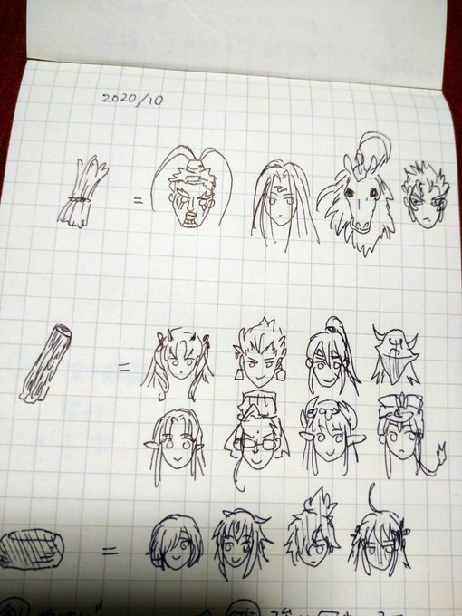 スマホみながら右手で書いた誰で何が増えるかメモ    けっこう似てない?あとこの時点ではカッツでぜんぶ増えることにまだ気づいてないと思う 