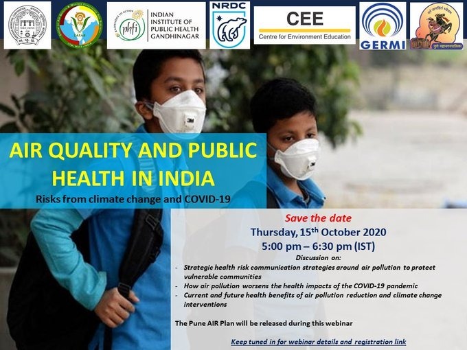 urban_cee's tweet photo. We invite you to join a webinar on "Air quality and public health in India: risks from climate change and COVID-19"
Thursday, 15 October, 2020
5:00 pm - 6:30 pm IST; 7.30 am - 9 am EST
Register here: https://t.co/YqgNpyhKLb https://t.co/eqfZUZmczd