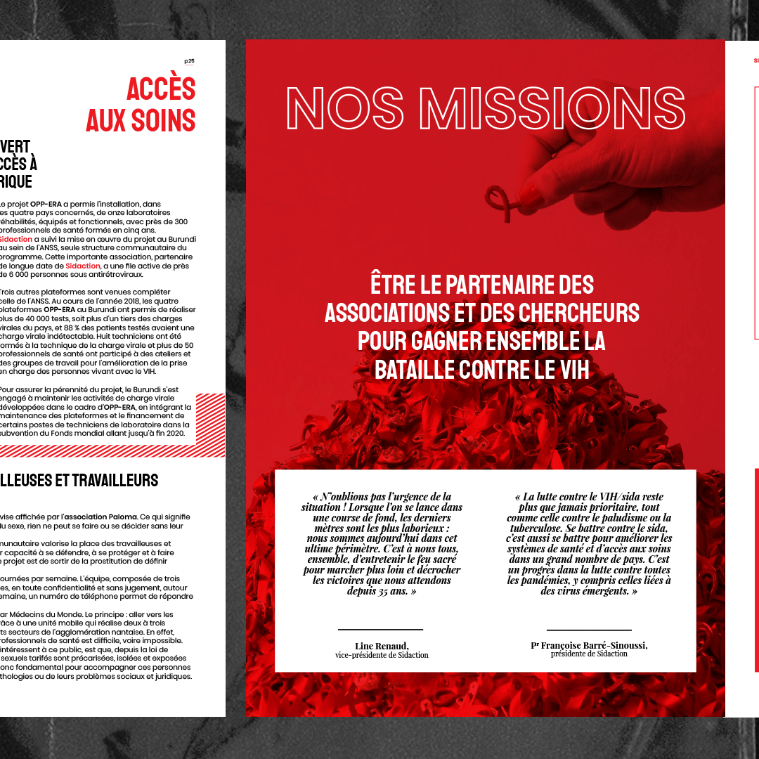 MichaelSallit's tweet photo. A few pages of the last @sidaction annual report I’ve released. 🎈‼️🔴
_
#solidarité #hiv #santé #graphicdesign #artdirection #design #visual #typography #typo #poppins #book #bookcover #editorial #branding #identity #editorialgrid #eyeondesign #aigaeyeondesign #indesign #adobe https://t.co/dgLbS1xw2L