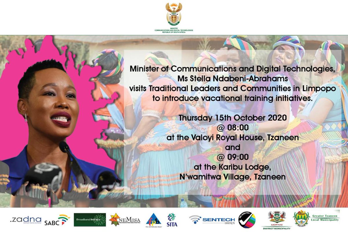 <a href="/NEMISA_/">NEMISA</a> is in Tzaneen today where Minister Stella Ndabeni Abrahams is visiting the VhaTsonga Royal House. The purpose of the visit is to introduce  training initiatives offered by the entities of the Department including <a href="/NEMISA_/">NEMISA</a> to the community of Limpopo.