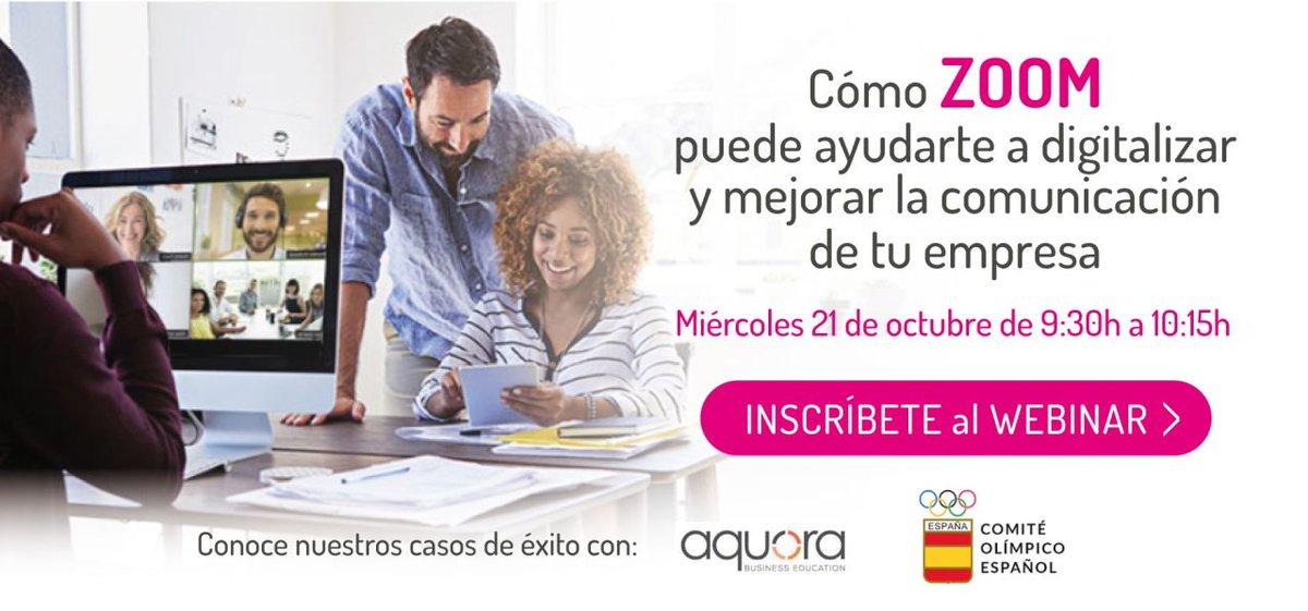 🎢 Durante el confinamiento, abrazamos #zoom para generar nuevas iniciativas telemáticas.

¡Ahora <a href="/nunsys/">NUNSYS</a> organiza un webinar sobre las ventajas que ofrece #Zoom y nos invita como un caso de existo! 
 
📅 21-10-2020
🕓 09:30-10:15 
👉🏻 lnkd.in/daaDDvV 
 
#Aquora #Nunsys
