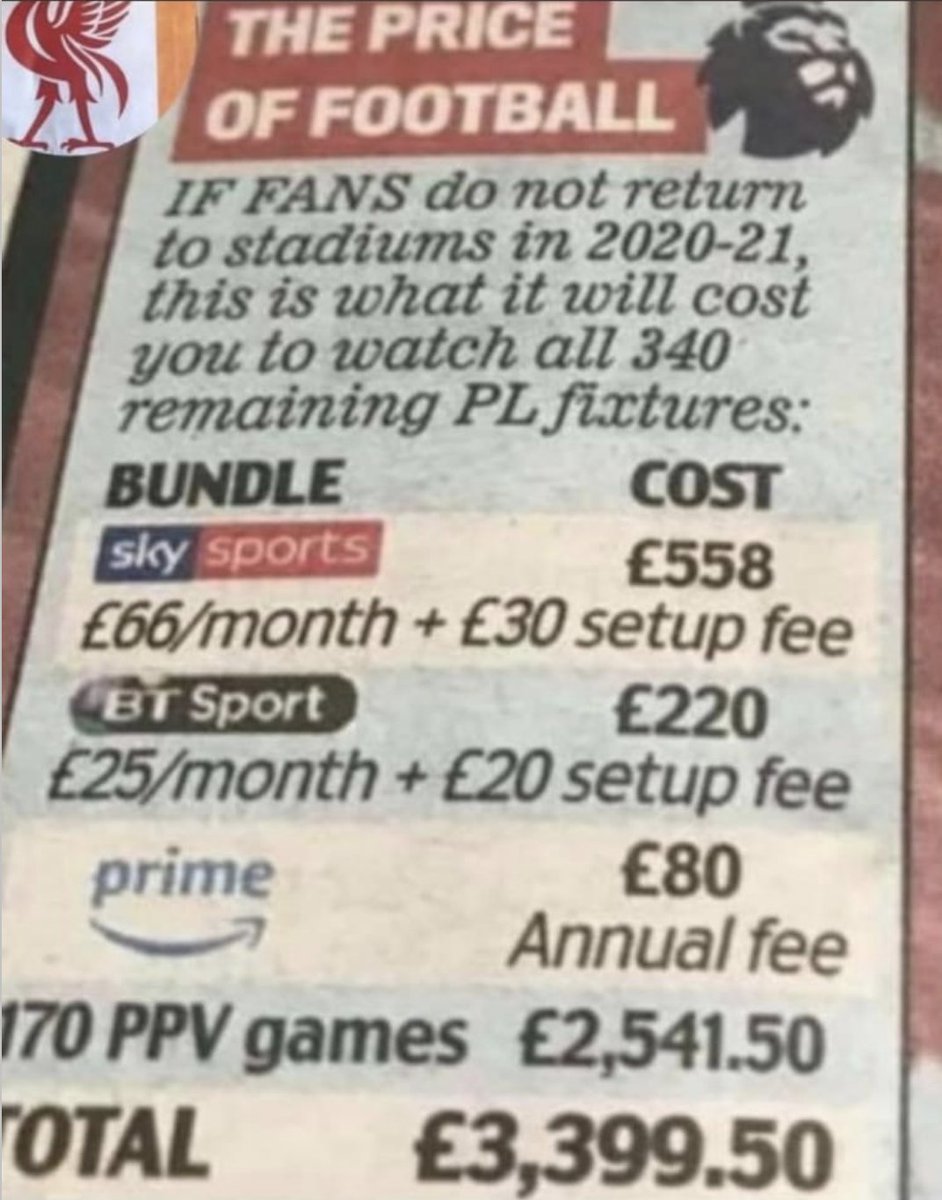 Watching every PL game in the UK: $6200

Watching every PL game in Australia: $139

For $6200 you could fly to Australia, stay in a Bondi hostel, spend all summer at the beach and watch every game of the #PremierLeague on #OptusSport.

*quarantine sold separately.