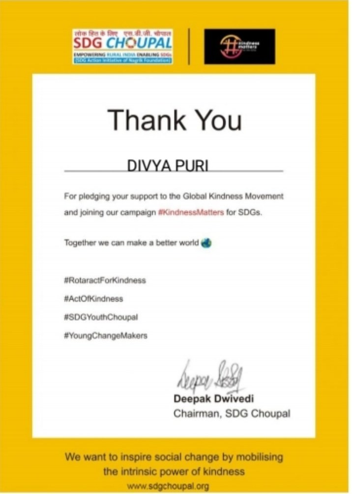 I pledge to express kindness in words and deeds. Kindness is the most important tool to spread love among humanity. 
#KindnessMatters 
#sdgchoupal
#SDGs 
<a href="/edu_sdg/">SDGEduChoupal @sdgchoupal</a>