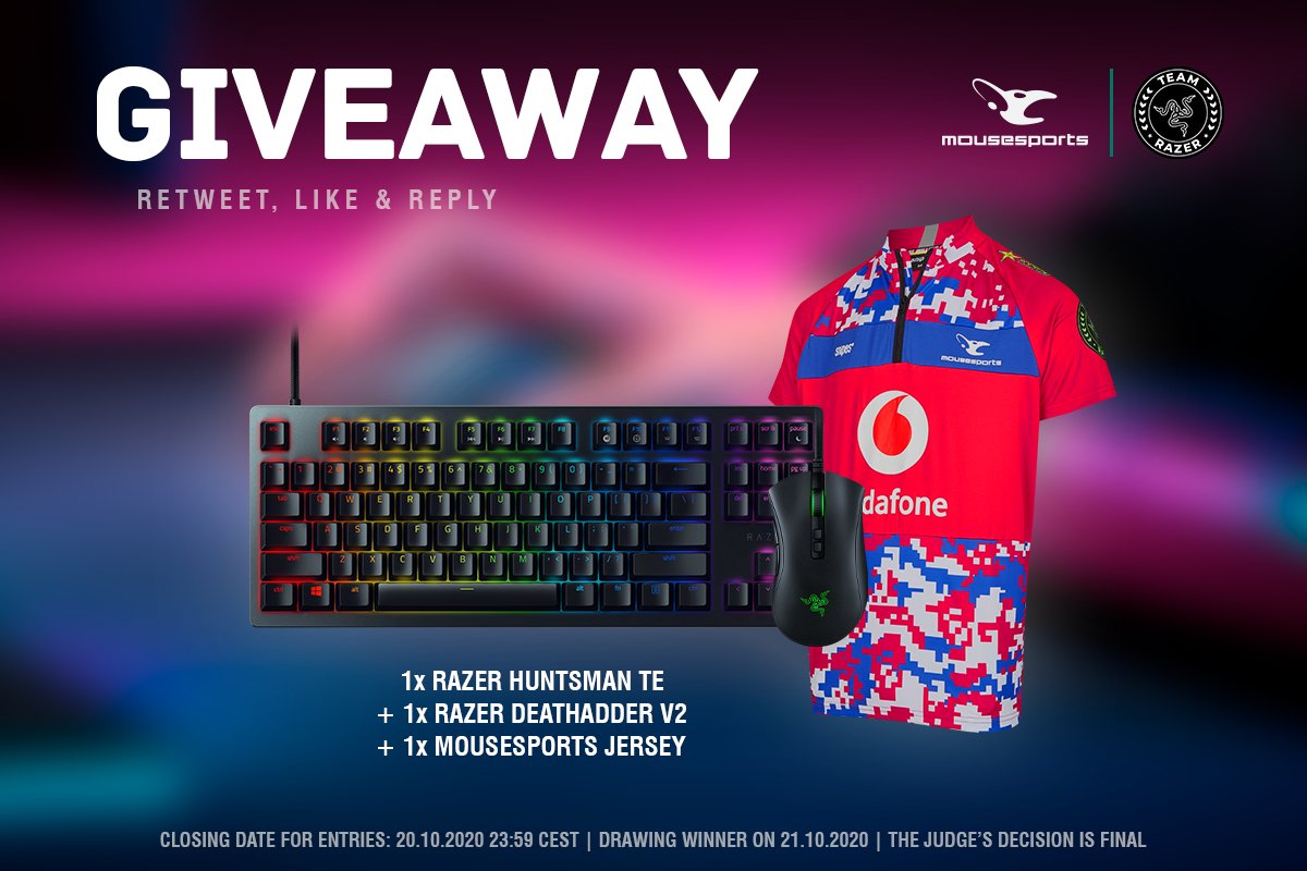 🍀 GIVEAWAY 🍀 RT, like & reply to this post for your chance to win one @TeamRazer bundle including Huntsman TE, DeathAdder V2 and a mouz jersey! Closing date: 20.10.2020 23:59 CEST | Winner will be selected randomly | The judge's decision is final #TeamRazer #ReadyWillingAble