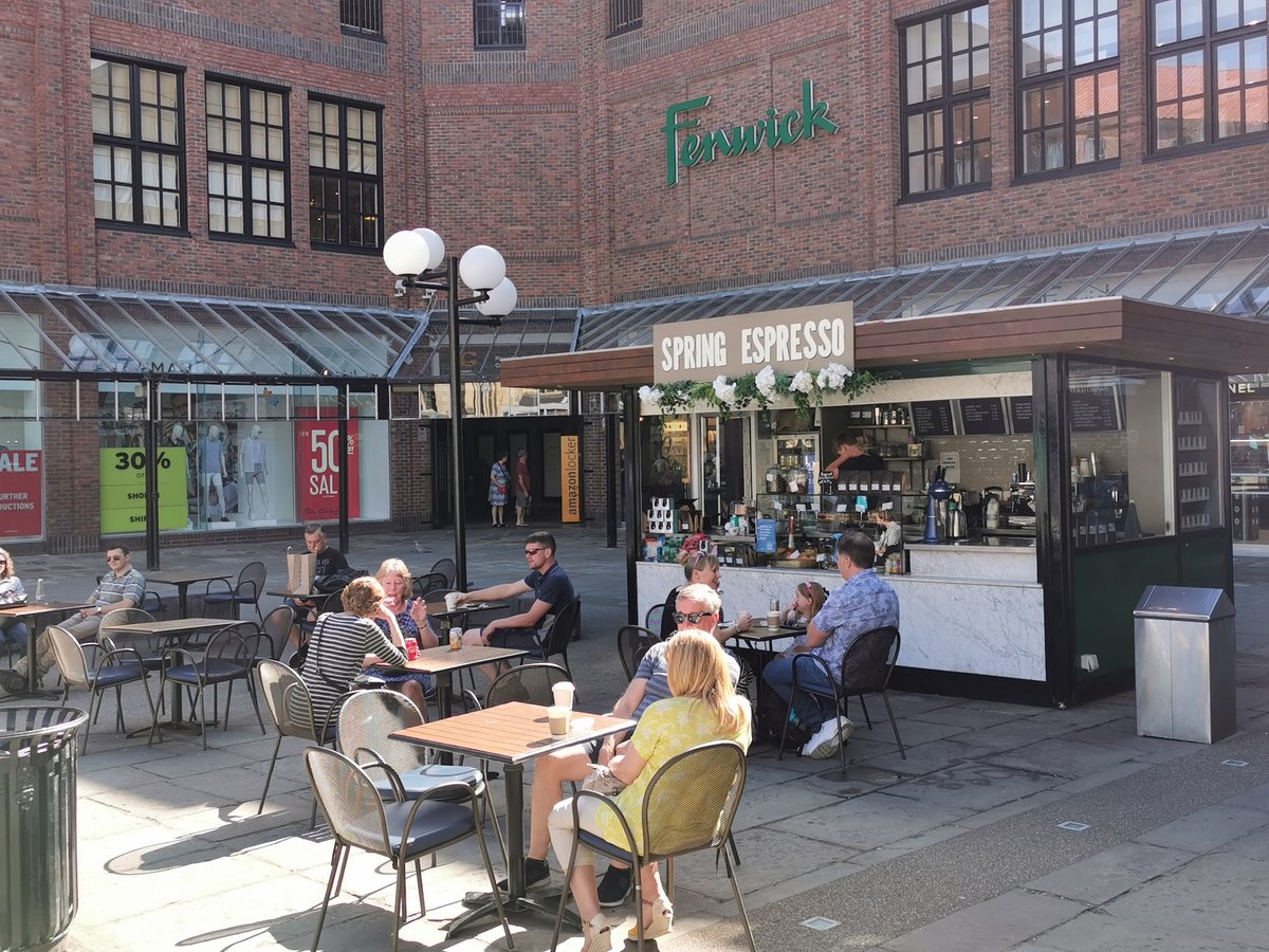 coppergateyork's tweet photo. It's definitely still nice enough to sit outside and enjoy an award-winning coffee from the @SpringEspresso kiosk in #CoppergateYork. https://t.co/EkKW3LIpeK https://t.co/qw4aHWtclx