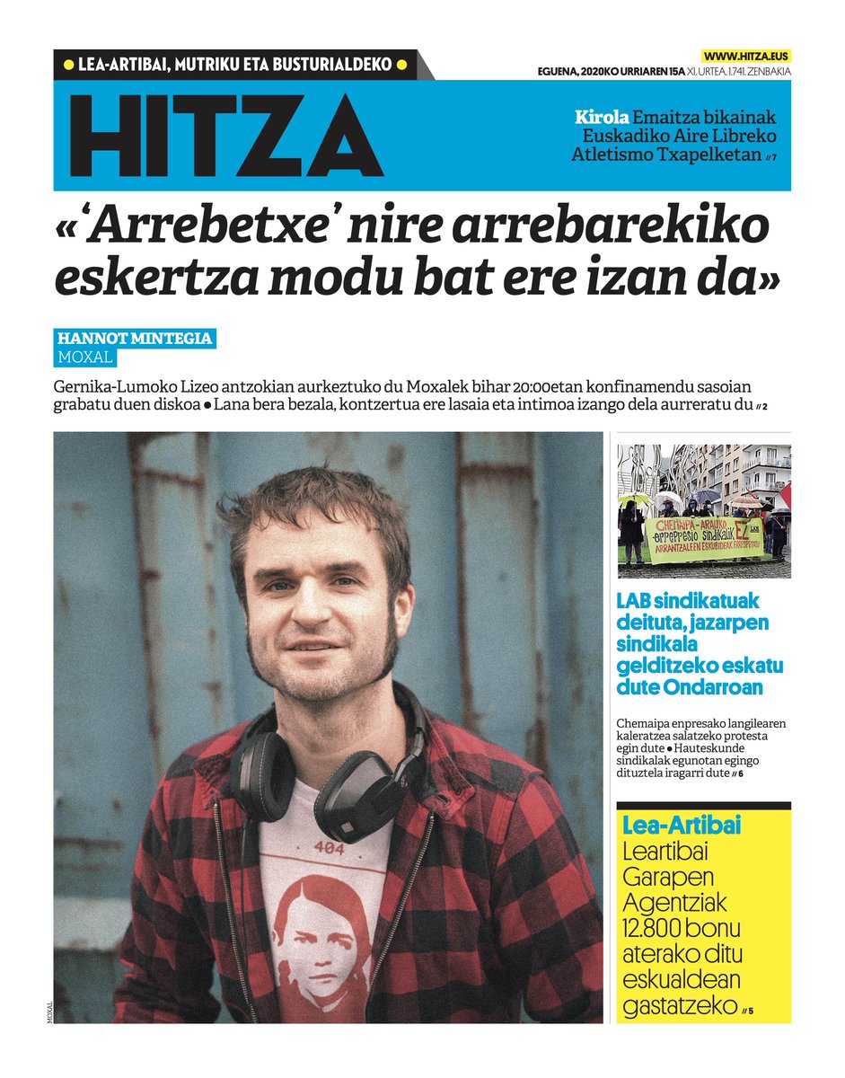 HITZAbusturia's tweet image. 🗞 GAURKO AZALA (eguena, urriak 15) #Moxal @LABsindikatua @Leartibai 

busturialdea.hitza.eus