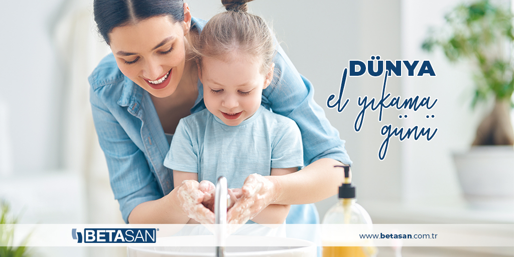 UNICEF, 15 Ekim tarihini "Dünya El Yıkama Günü" olarak kabul etmiştir. Ellerinizi bol su ve sabunla düzenli olarak yıkamanızı, mikroplar ile temasınızı en aza indirmeyi öneririz. Sağlıklı günler dileriz! #Betasan #DünyaElYıkamaGünü