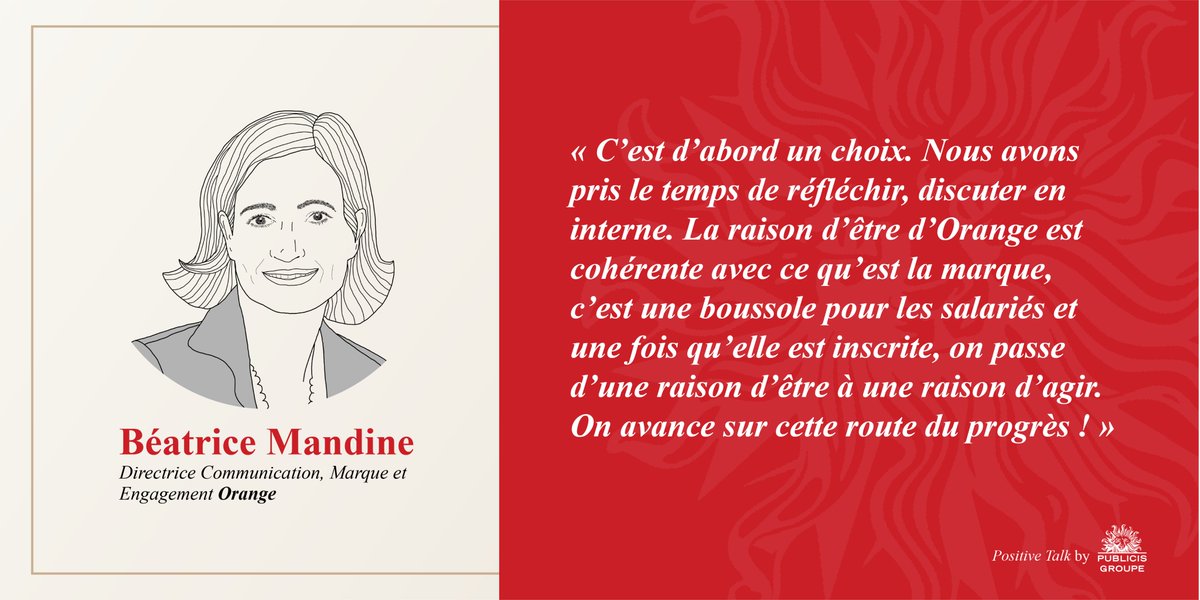 publicis_france's tweet photo. "Orange est l’acteur de confiance qui donne à chacune et à chacun les clés d’un monde numérique responsable". Au sujet de la raison d'être d'@orange, par @BeaMandine. #PositiveTalk https://t.co/YaQDwIAhIm