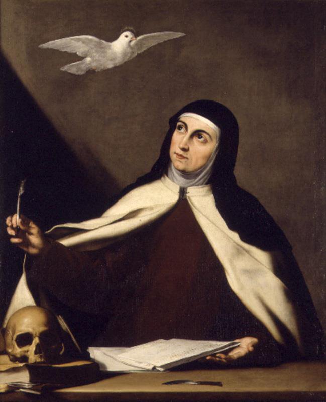 ¡Feliz Día de Santa Teresa! Fue la primera mujer nombrada doctora de la Iglesia. Mística, valiente, audaz. Aquí la vemos a punto de escribir un tuit genial.